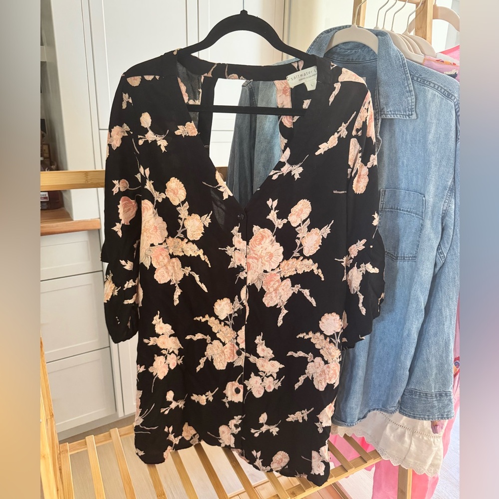 Saltwater Luxe Mini Floral Dress with Button front